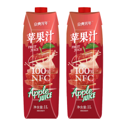 京典光年100%NFC苹果汁1L*2瓶纯鲜榨果汁饮料0添加剂 9.9元 - 86线报