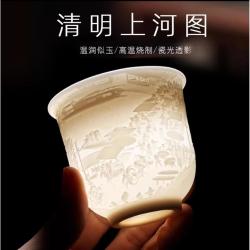 德化白瓷茶杯清明上河图品茗主人杯茶盏 9.9元 - 86线报