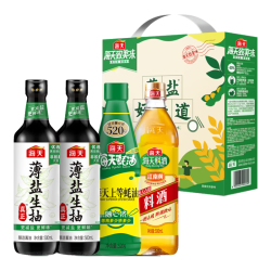 海天生抽酱油605g*2+蚝油520g+料酒500ml礼盒系列薄盐礼盒 17.5元 - 86线报