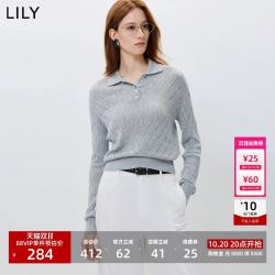 LILY学院风POLO领镂空菱格休闲通勤长袖套头针织衫 181.96元 - 线报酷