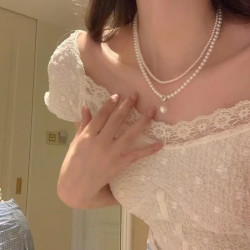 花饰庄园 法式复古珍珠双层项链小米珠配饰女感轻奢小众锁骨链choker - 86线报