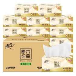 清风抽纸原木纸巾320张4层80抽*30包 81.04元 - 86线报
