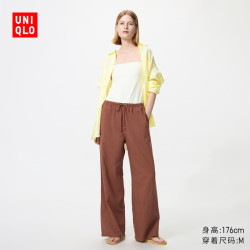 优衣库麻混纺舒适长裤加长款女装休闲裤483904 35浅褐色3XL 79元 - 折送网