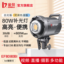 金贝EF80/80BI双色温直播补光灯80WLED常亮灯主播视频柔光灯美颜发丝灯直播间室内打光灯套装白光EF-80+灯架 - 86线报