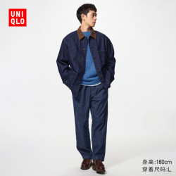 优衣库弹力舒适棉混纺九分裤常规款男装女装牛仔 149元 - 线报酷