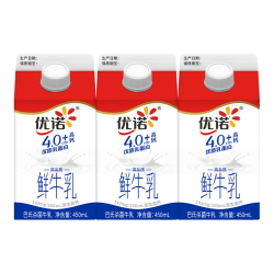 优诺4.0+优质乳蛋白鲜牛奶巴氏杀菌鲜奶450ml*3 16.93元 - 86线报