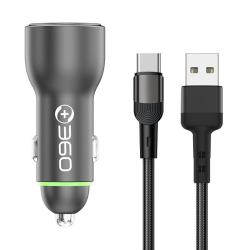 360车载充电器快充数据线套装双口USB 66W 15.4元 - 86线报