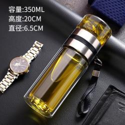 欧因高硼硅双层分离泡茶杯子透明茶水杯隔热礼品玻璃水杯高硼硅玻璃杯钢本色高硼硅双层350ml - 86线报