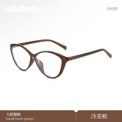 mikibobo近视眼镜配镜韩系猫眼素颜镜复古大猫框标准度数G4501冷茶框双眼近视300度 - 86线报