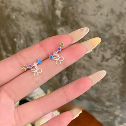 花饰庄园彩虹泡泡多巴胺彩色锆石耳环蝴蝶结耳钉女甜美百搭小众新款耳饰彩色排锆蝴蝶结耳钉 15.9元 - 86线报