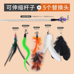 钢丝羽毛逗猫棒猫玩具可伸缩逗猫棒+替换头5个装 17.9元 - 86线报