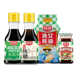 厨邦薄盐生抽150ml+陈醋150g+牛肉酱110g+蚝油255g调味组合套装 11.90元 - 美泡泡
