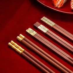 客满多五谷丰登家庭分餐红檀木筷餐具5双24.9厘米纯色中式 19.6元 - 86线报